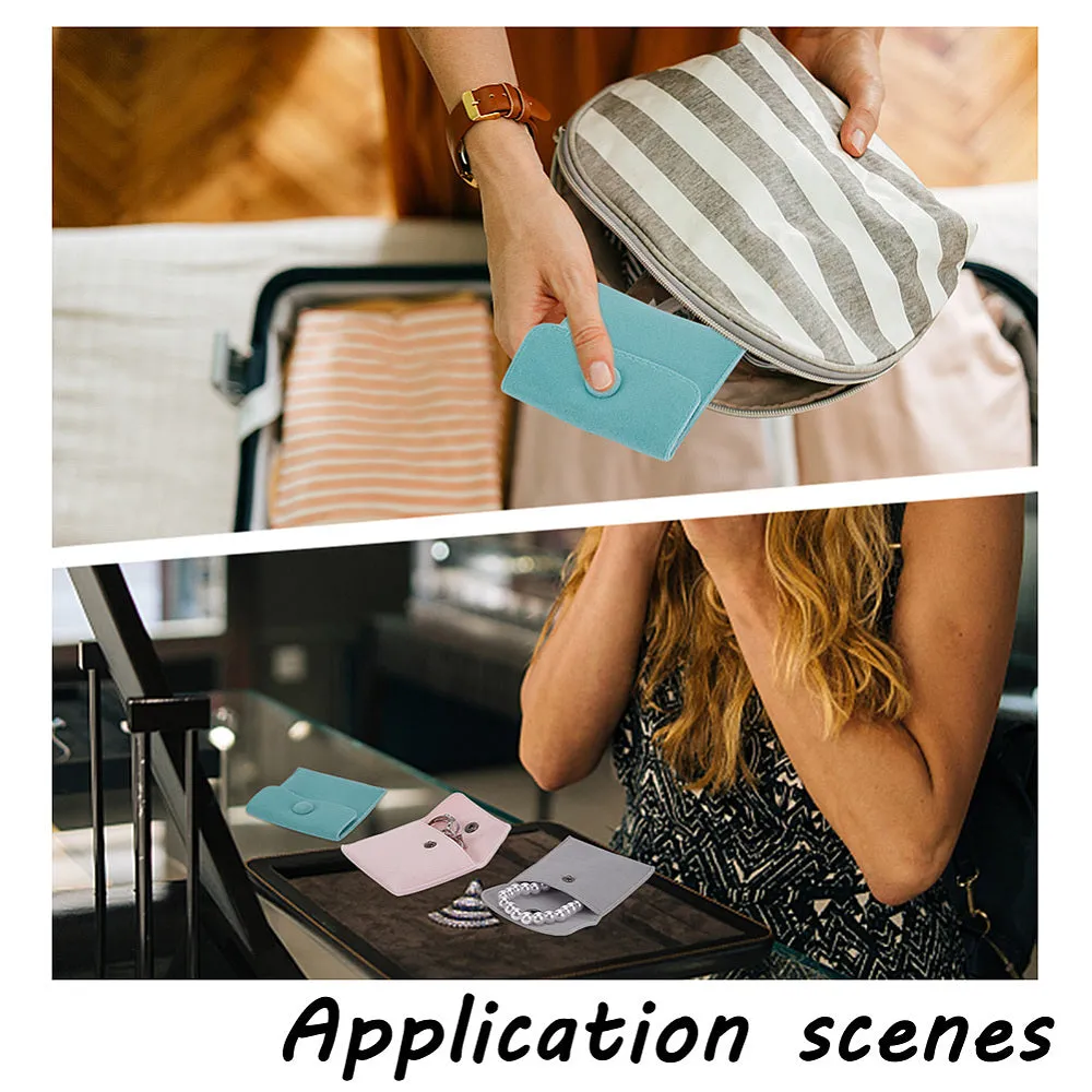 1 Bag 6 Colors Velvet Jewelry Bags, 12pcs Square Gift Bags Small Snap Purse Pouch Bag with Snap Button for Traveling Ring Bracelet Necklace Storage Jewelry Business Selling 2.7inch