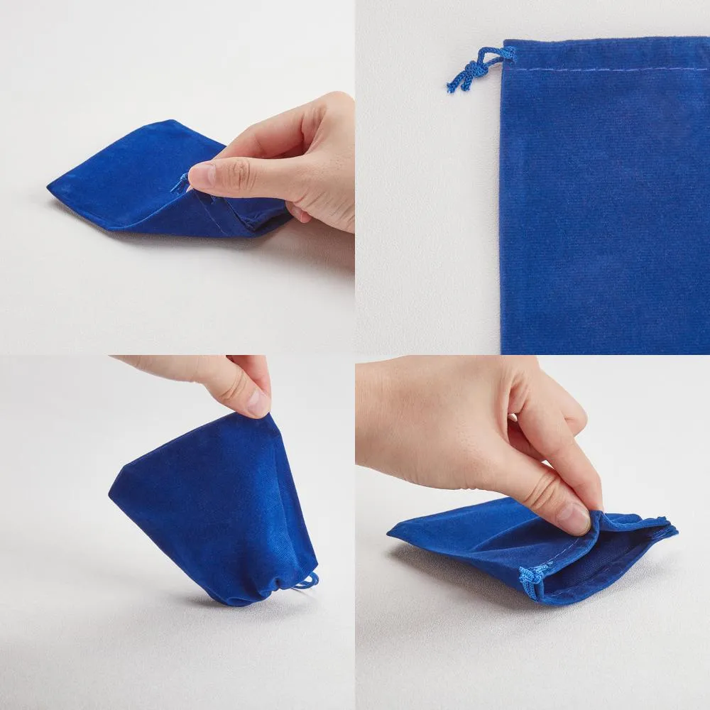 1 Set 18 Pcs Velvet Bags, Drawstring Jewelry Pouches Rectangle Gift Bags for Wedding, Candy Bags, Party Favors, 12x10cm