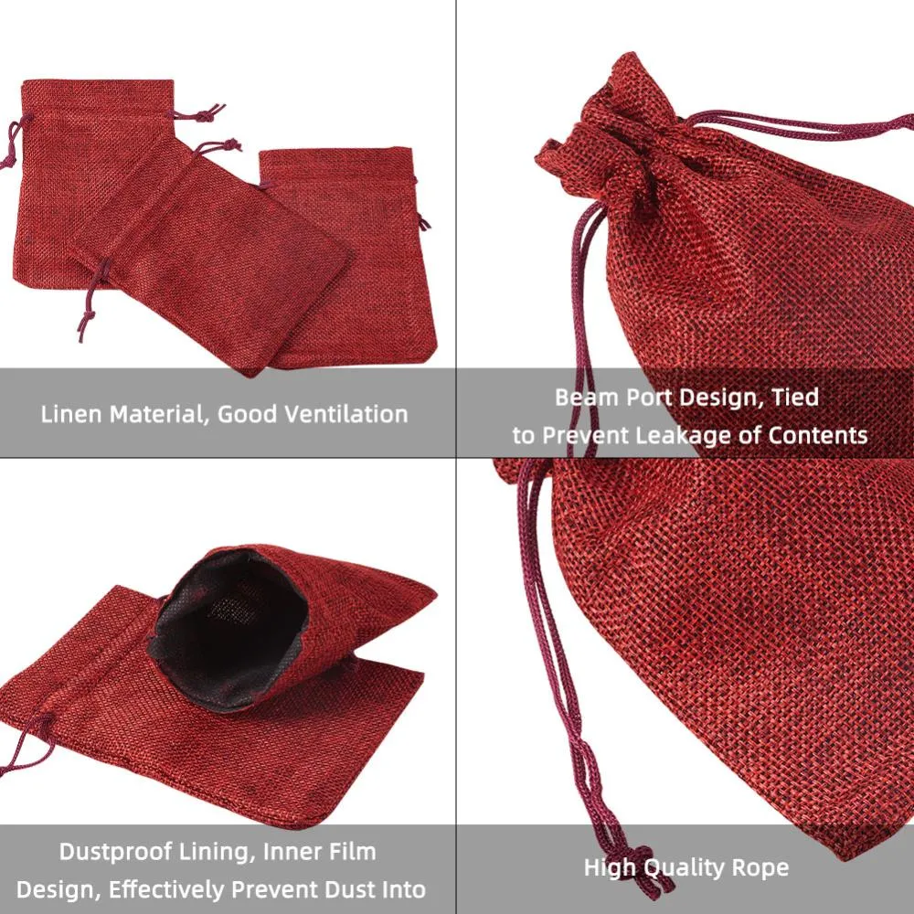 1 Set 30PCS 6 Color Burlap Bags with Drawstring Jute Gift Bags Jewelry Pouch for Wedding Party Christmas and DIY Craft-14x10cm (5.5x 3.9Inch)