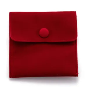 10 pc Square Velvet Jewelry Bags, with Snap Fastener, FireBrick, 10x10x1cm
