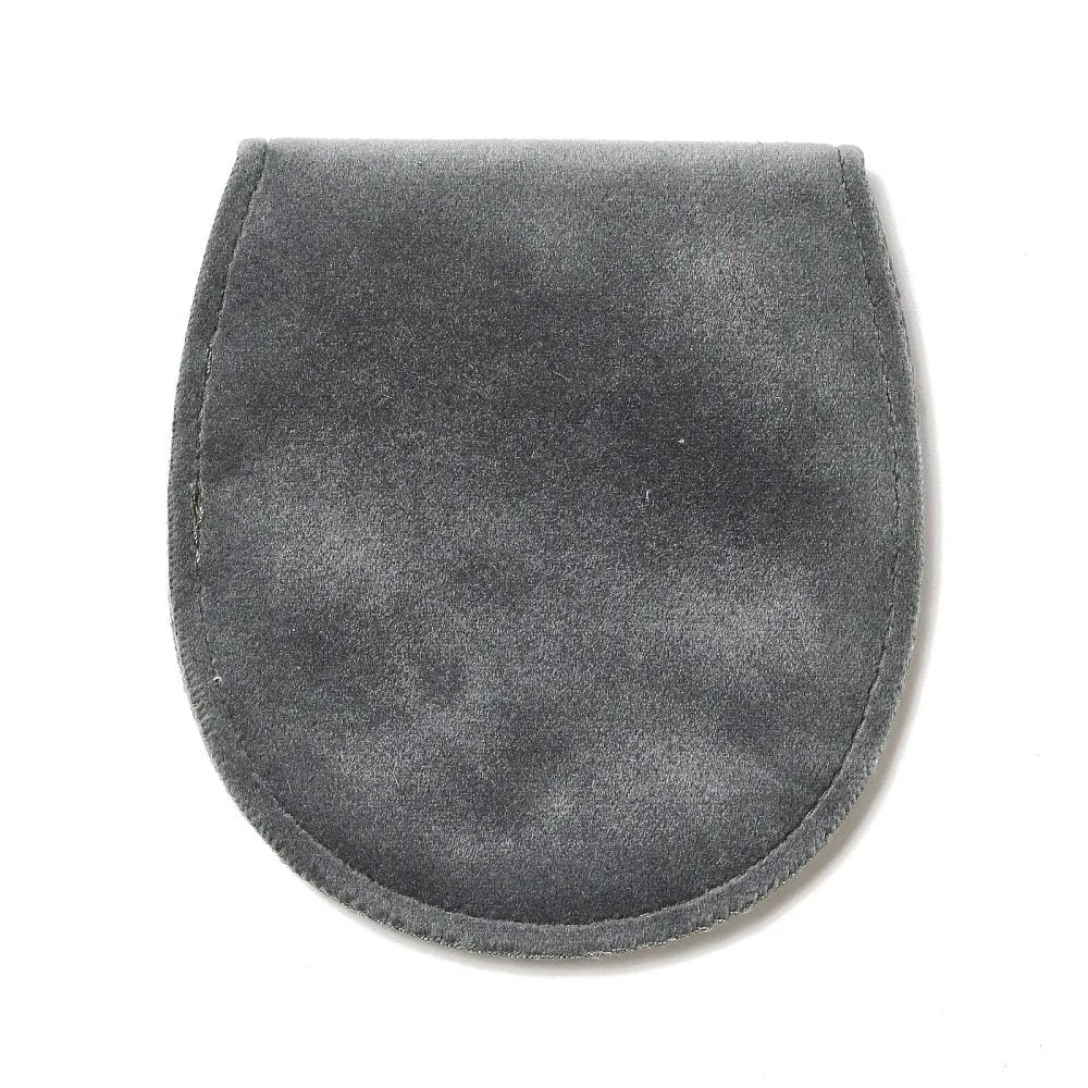 10 pc Velvet Jewelry Storage Pouches, Oval Jewelry Bags with Golden Tone Snap Fastener, for Earring, Rings Storage, Gray, 9.8x9x0.8cm