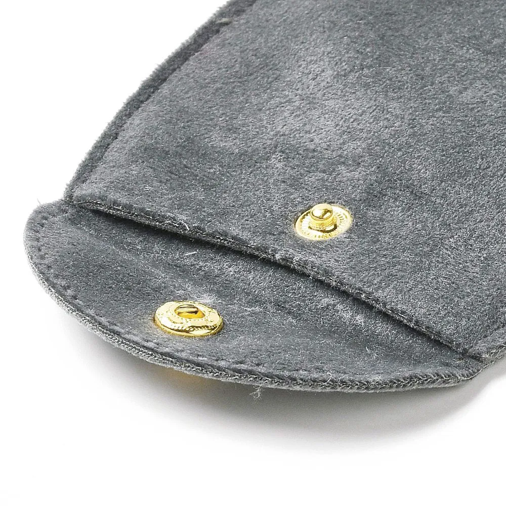 10 pc Velvet Jewelry Storage Pouches, Oval Jewelry Bags with Golden Tone Snap Fastener, for Earring, Rings Storage, Gray, 9.8x9x0.8cm