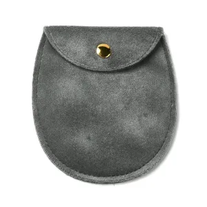 10 pc Velvet Jewelry Storage Pouches, Oval Jewelry Bags with Golden Tone Snap Fastener, for Earring, Rings Storage, Gray, 9.8x9x0.8cm