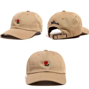 100% Cotton Rose embroidery hat black cap