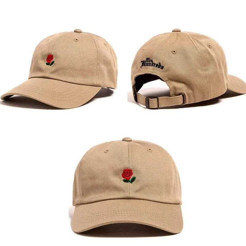 100% Cotton Rose embroidery hat black cap