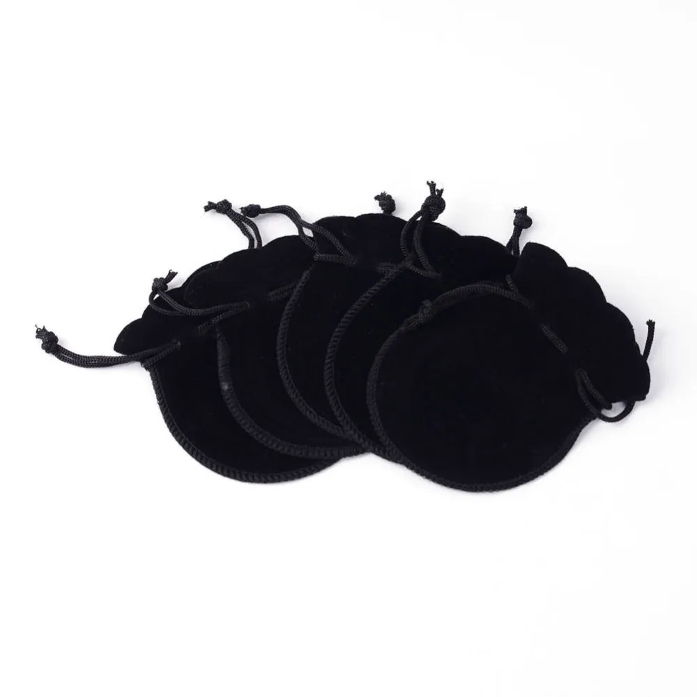 100 pc Gourd Velvet Bags, Black, 12x9cm