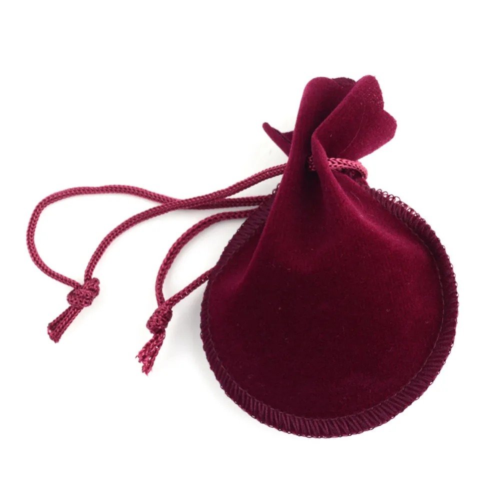 100 pc Gourd Velvet Bags, Dark Red, 12x9cm