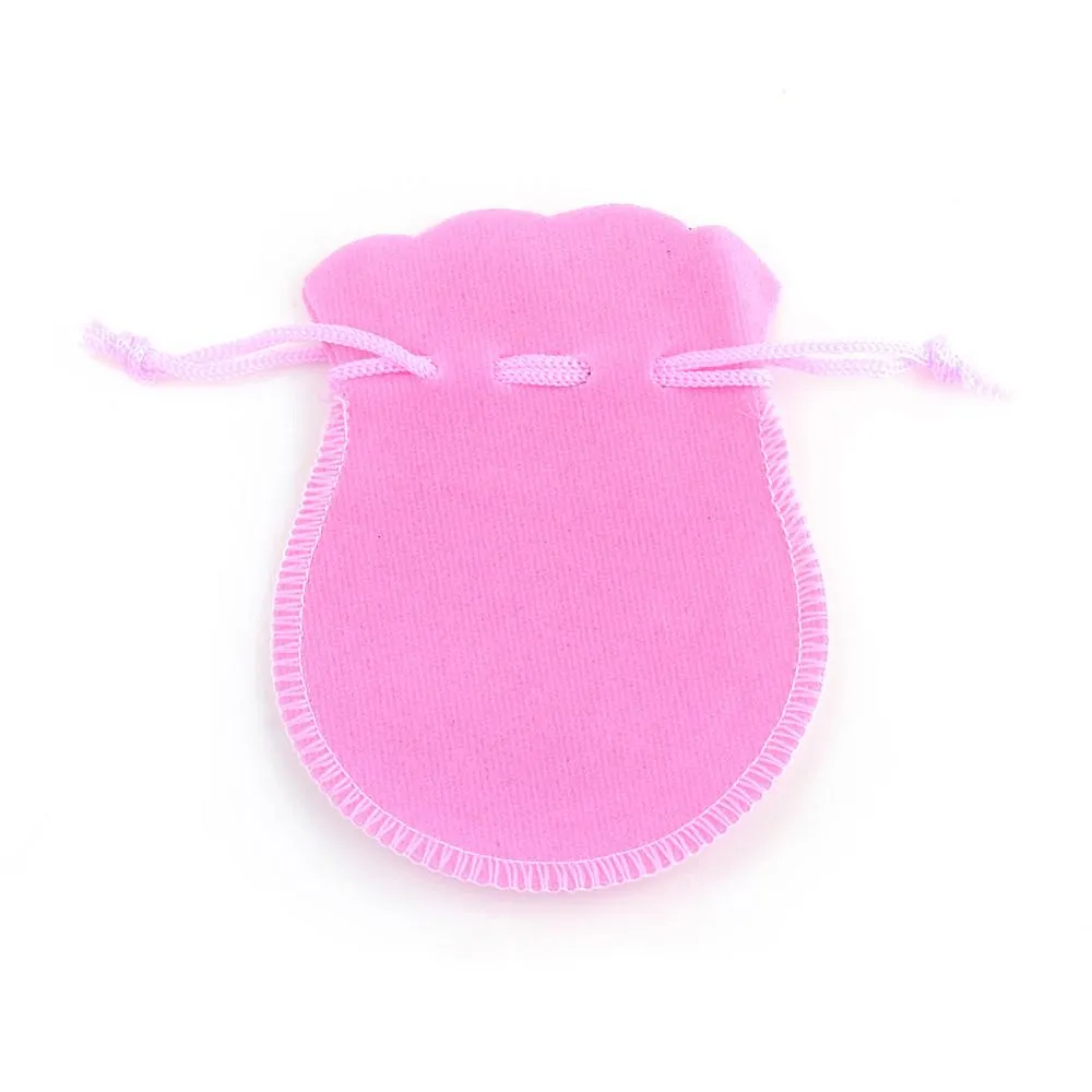 100 pc Gourd Velvet Bags, Pink, 9.5x7.5cm