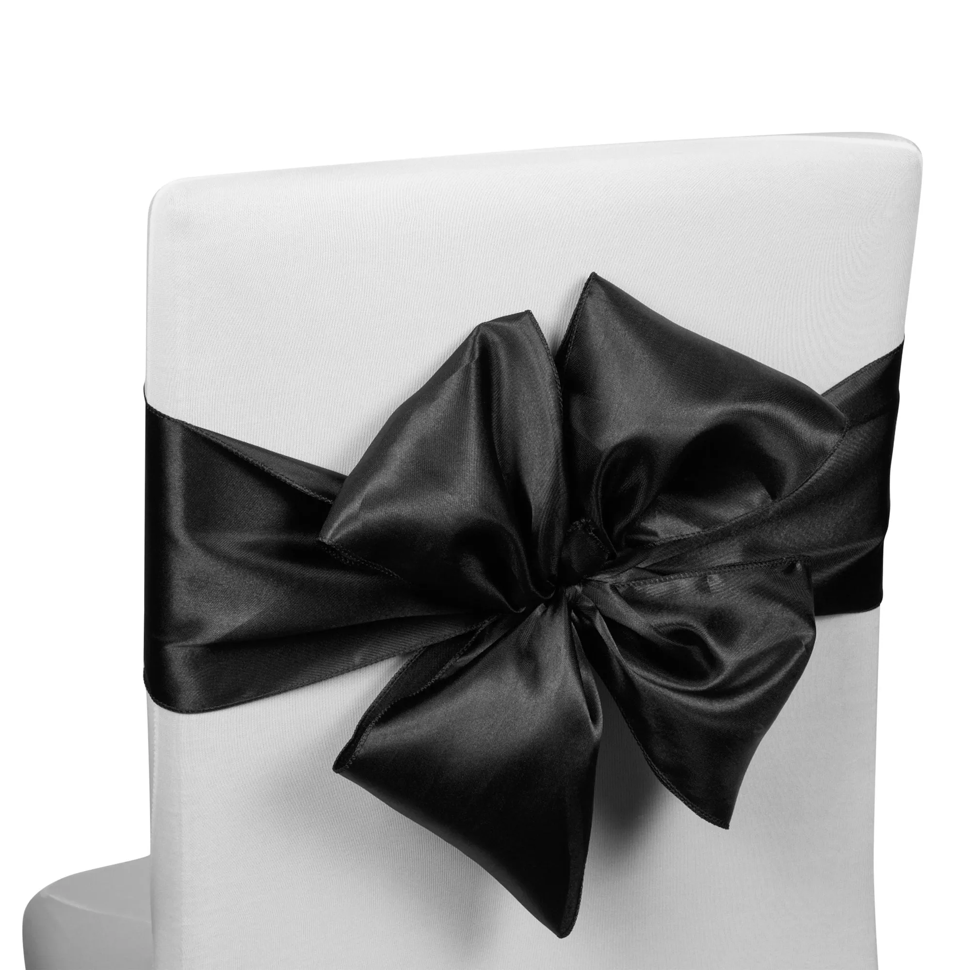 12 Pack Black Chair Sashes for Wedding Reception, Baby Shower, Birthday Party (7 x 108 In)