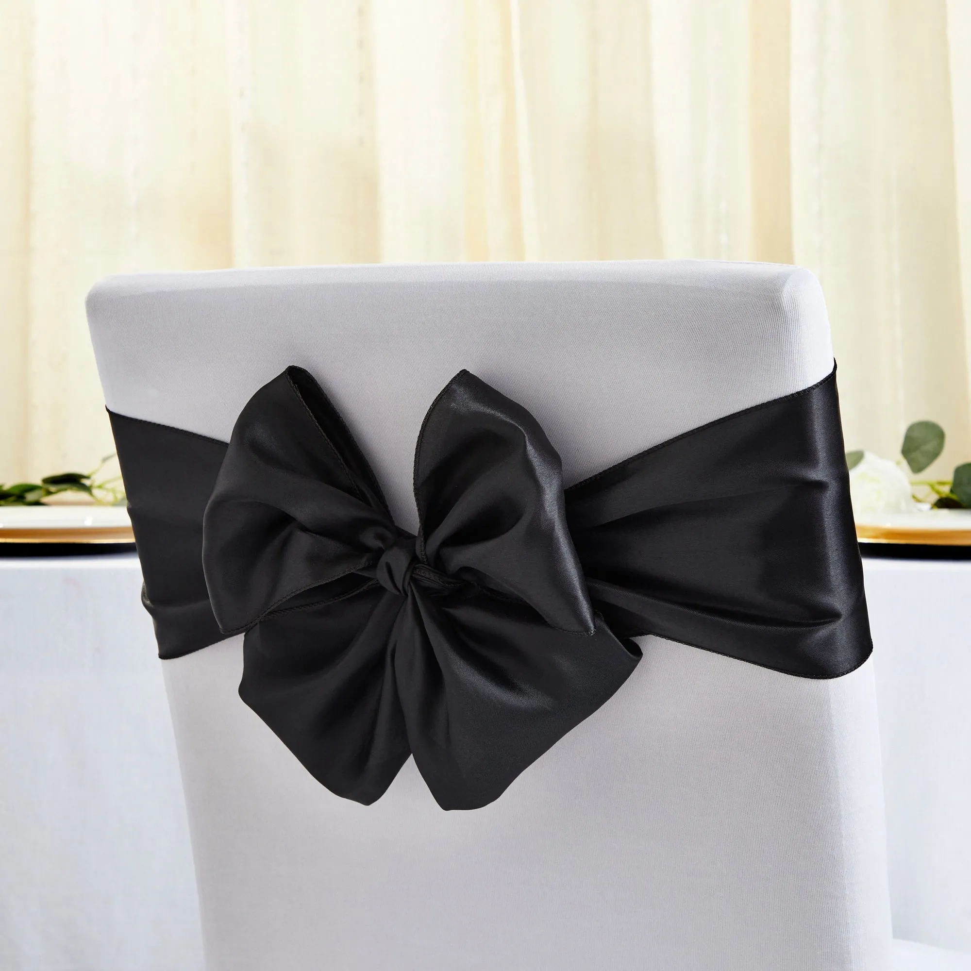 12 Pack Black Chair Sashes for Wedding Reception, Baby Shower, Birthday Party (7 x 108 In)