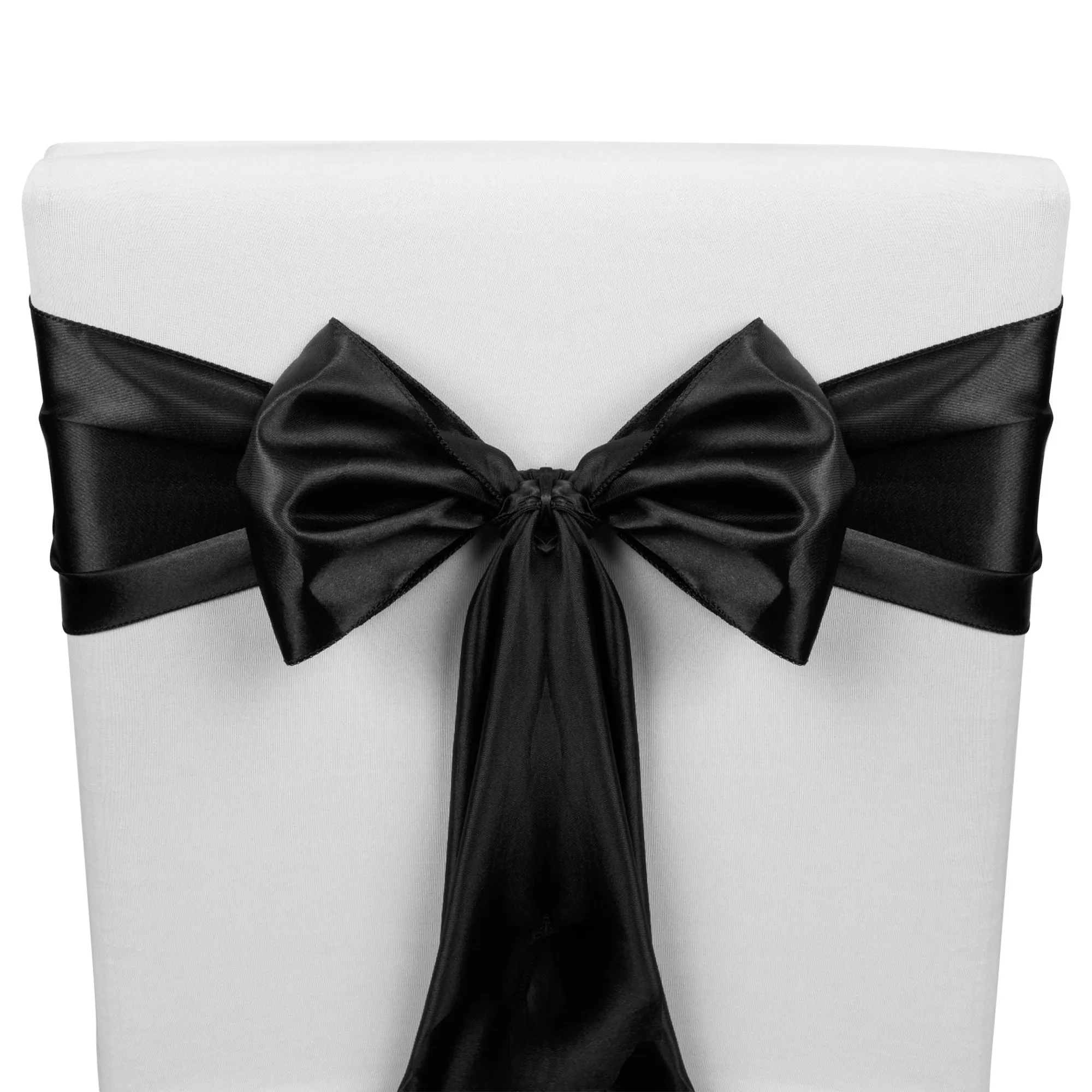 12 Pack Black Chair Sashes for Wedding Reception, Baby Shower, Birthday Party (7 x 108 In)
