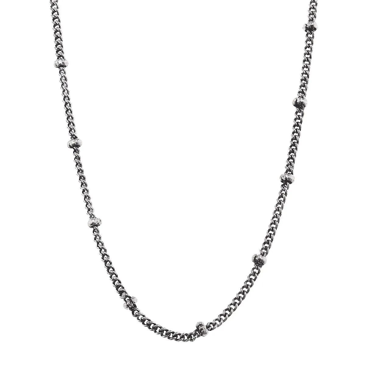 18" Silver Ball Station Necklace, 3" Ext.