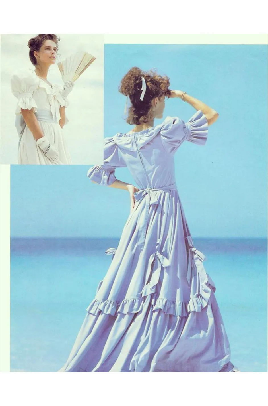 1985 Laura Ashley Crisp White Cotton Strapless Bow Dress