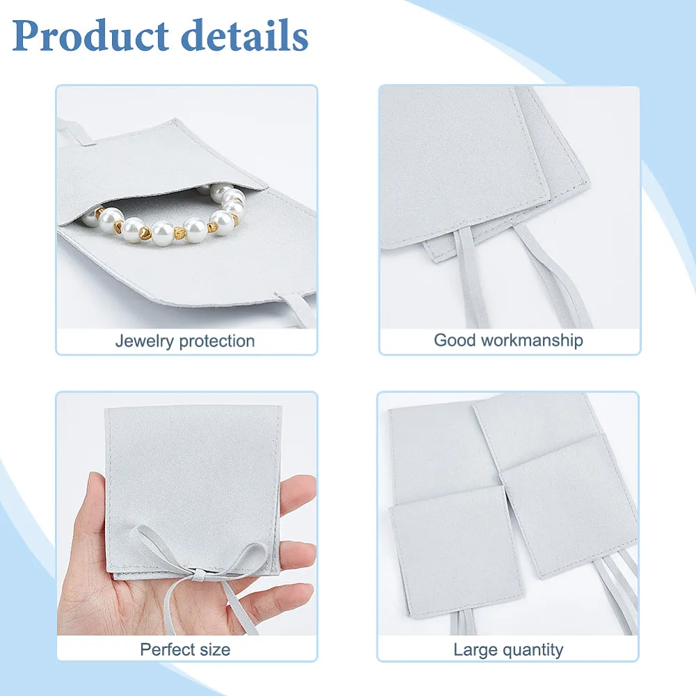 20 pc Custom Fiber Velvet Jewelry Bags, Square with Drawstring, Thistle, 8x8cm