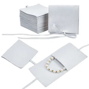 20 pc Custom Fiber Velvet Jewelry Bags, Square with Drawstring, Thistle, 8x8cm