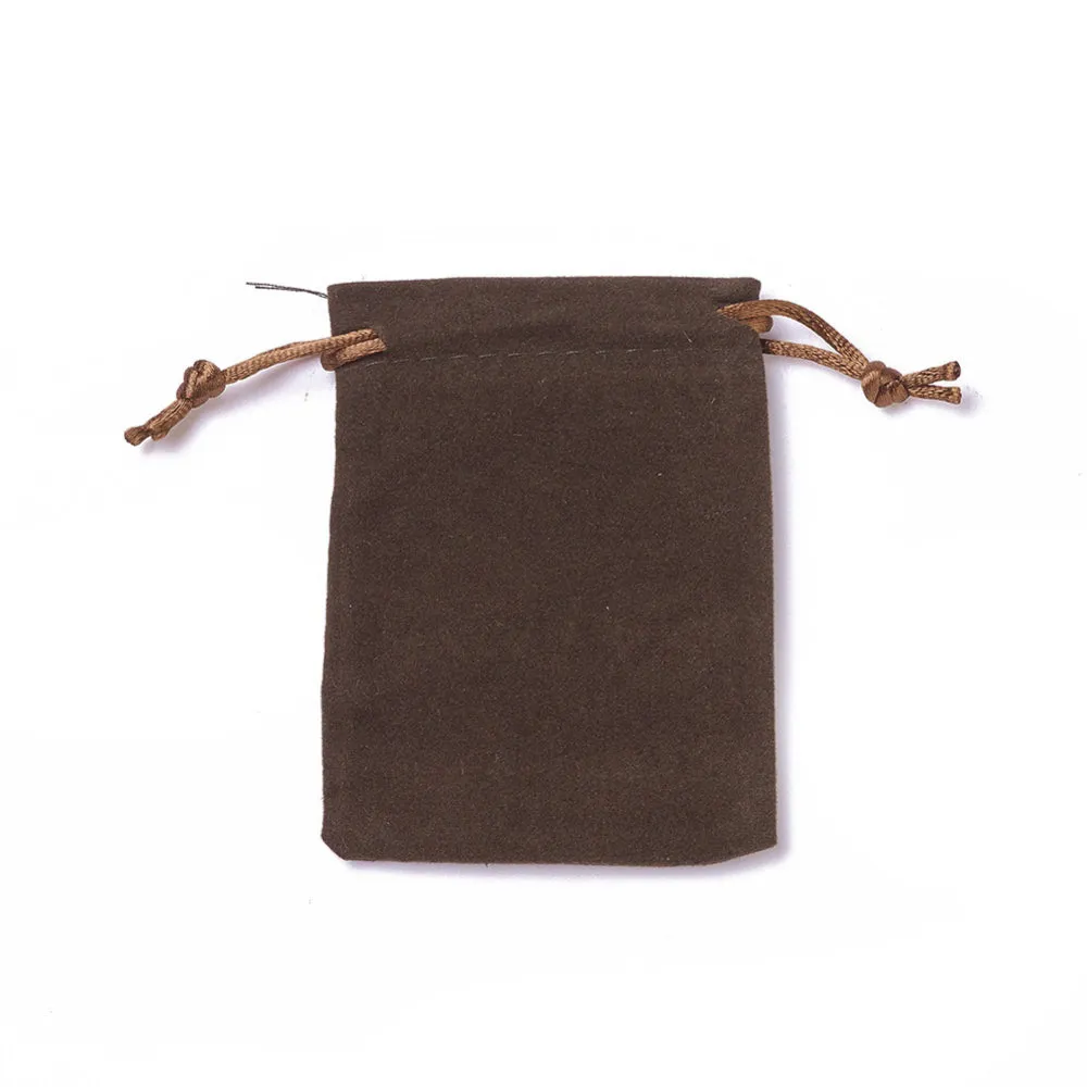20 pc Velvet Packing Pouches, Drawstring Bags, Coffee, 9.2~9.5x7~7.2cm