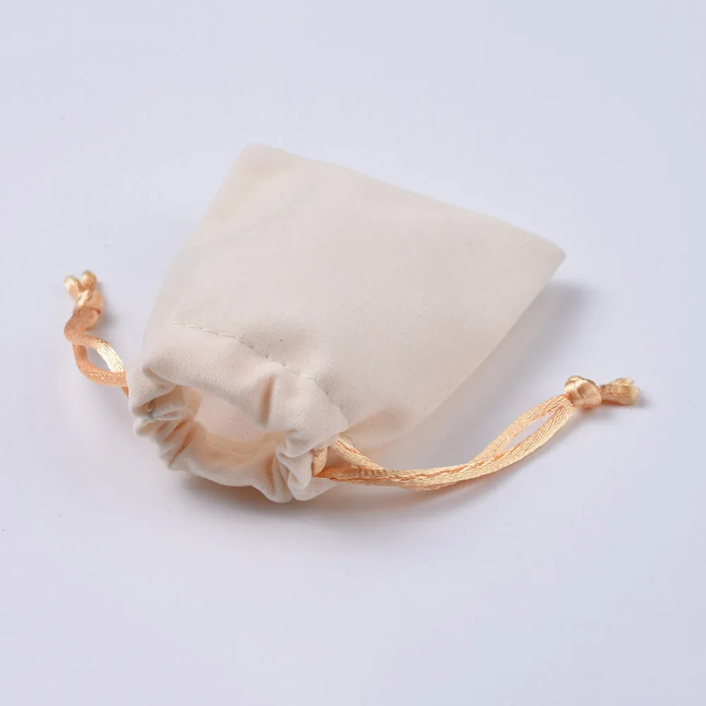 20 pc Velvet Packing Pouches, Drawstring Bags, Wheat, 9.2~9.5x7~7.2cm