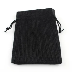 250 pc Polyester Imitation Burlap Packing Pouches Drawstring Bags, for Christmas, Wedding Party and DIY Craft Packing, Black, 18x13cm