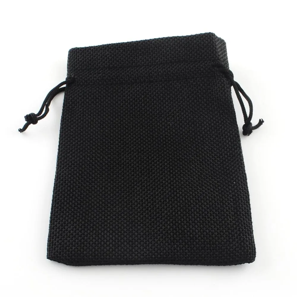 250 pc Polyester Imitation Burlap Packing Pouches Drawstring Bags, for Christmas, Wedding Party and DIY Craft Packing, Black, 18x13cm
