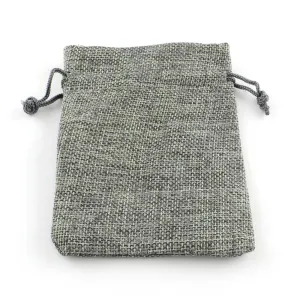 250 pc Polyester Imitation Burlap Packing Pouches Drawstring Bags, for Christmas, Wedding Party and DIY Craft Packing, Gray, 9x7cm