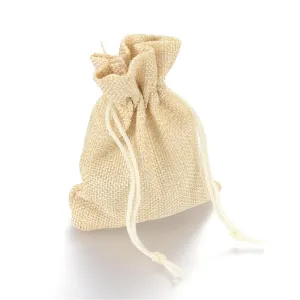 250 pc Polyester Imitation Burlap Packing Pouches Drawstring Bags, for Christmas, Wedding Party and DIY Craft Packing, Lemon Chiffon, 12x9cm