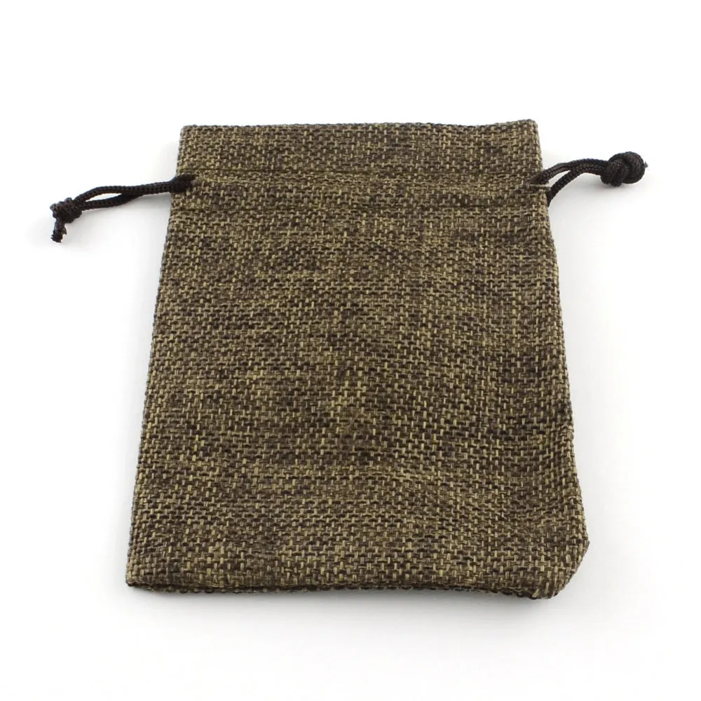 250 pc Polyester Imitation Burlap Packing Pouches Drawstring Bags, for Christmas, Wedding Party and DIY Craft Packing, Sienna, 12x9cm