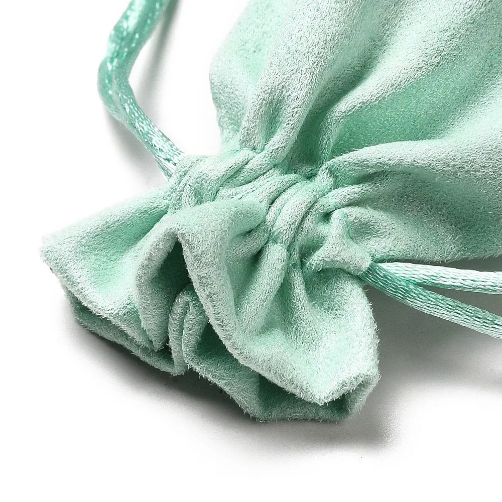 30 pc Velvet Cloth Drawstring Bags, Jewelry Bags, Christmas Party Wedding Candy Gift Bags, Rectangle, Aquamarine, 10x8cm