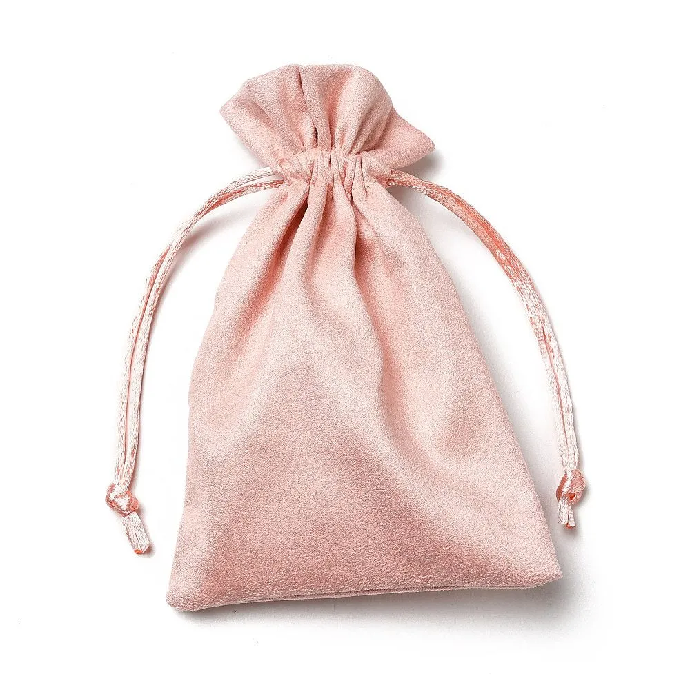 30 pc Velvet Cloth Drawstring Bags, Jewelry Bags, Christmas Party Wedding Candy Gift Bags, Rectangle, Light Coral, 15x10cm