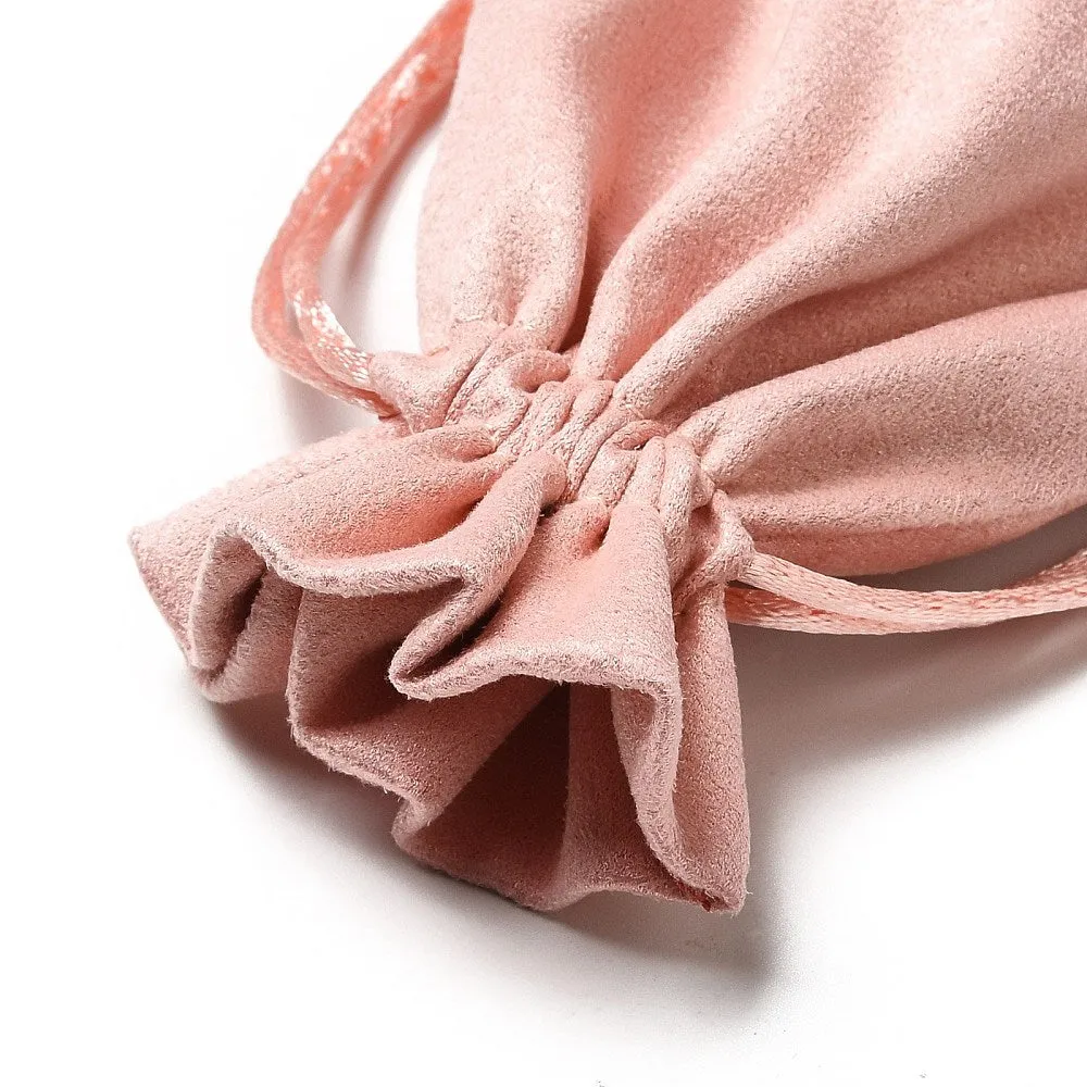 30 pc Velvet Cloth Drawstring Bags, Jewelry Bags, Christmas Party Wedding Candy Gift Bags, Rectangle, Light Coral, 15x10cm