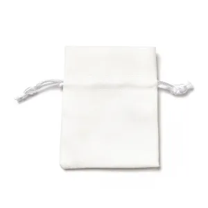 30 pc Velvet Cloth Drawstring Bags, Jewelry Bags, Christmas Party Wedding Candy Gift Bags, Rectangle, White, 9x7cm