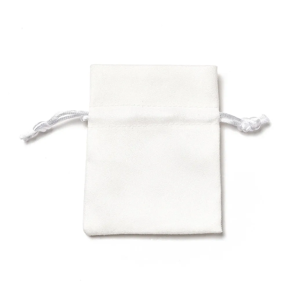 30 pc Velvet Cloth Drawstring Bags, Jewelry Bags, Christmas Party Wedding Candy Gift Bags, Rectangle, White, 9x7cm