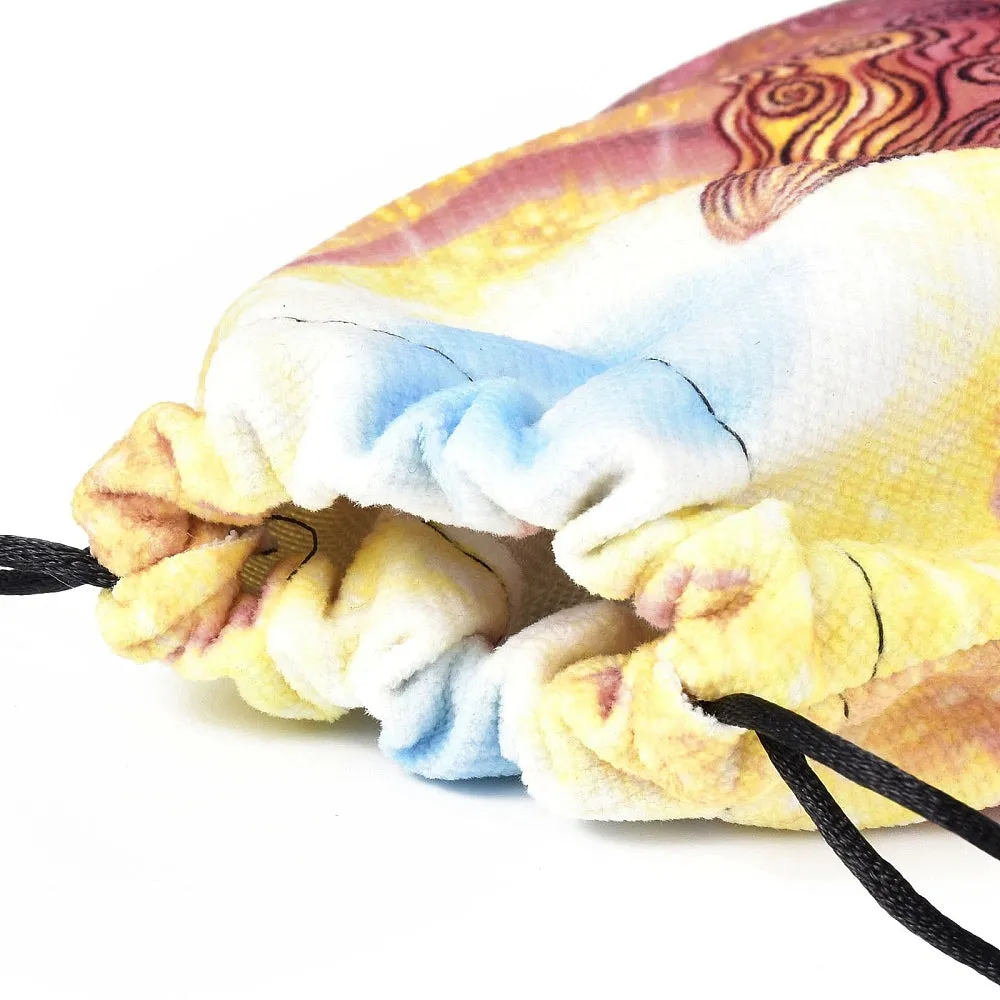5 pc Rectangle Velvet Bags, Drawstring Pouches, for Gift Wrapping, Yellow, Sun Pattern, 18x14cm