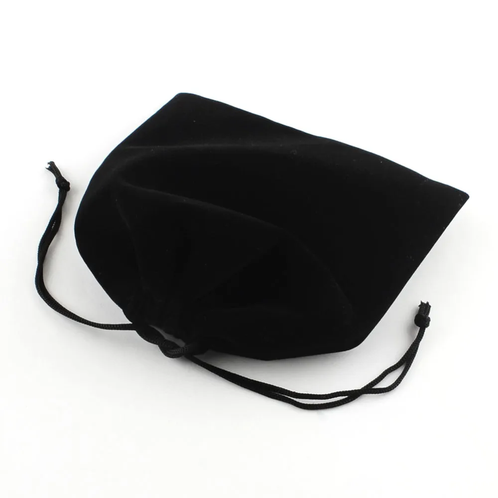 5 pc Velvet Jewelry Bag, Rectangle, Black, 17x15cm