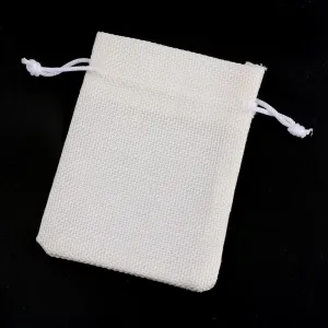 50 pc Polyester Imitation Burlap Packing Pouches Drawstring Bags, for Christmas, Wedding Party and DIY Craft Packing, Creamy White, 23x17cm