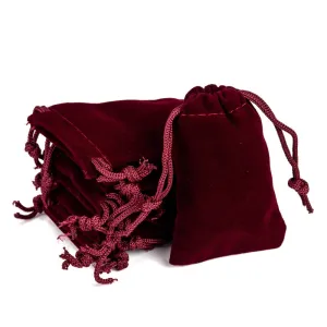 50 pc Rectangle Velvet Pouches, Gift Bags, Dark Red, 7x5cm