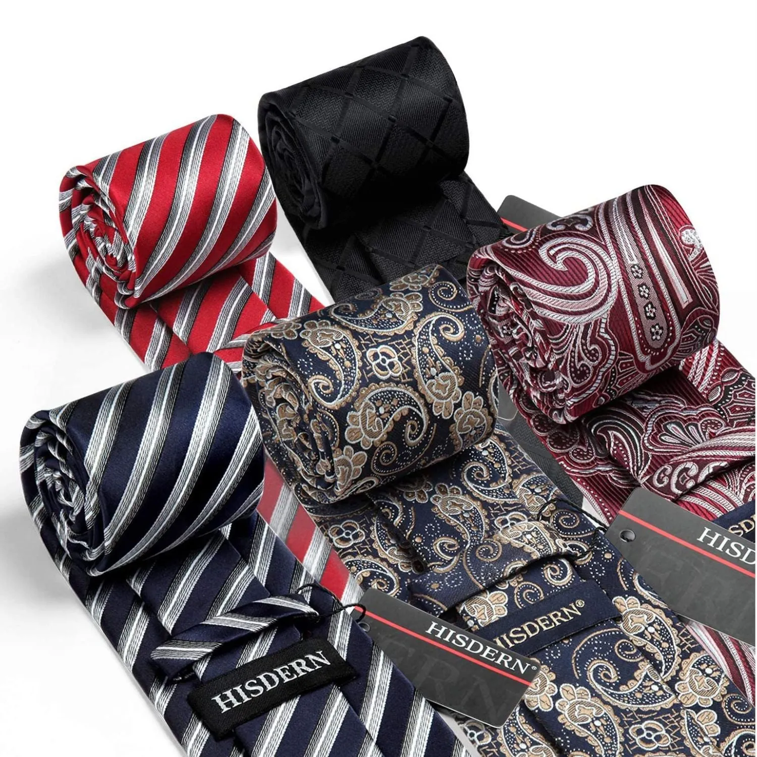 5PCS Tie & Pocket Square Set - 02-T5-S4