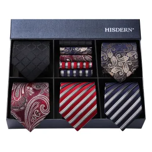 5PCS Tie & Pocket Square Set - 02-T5-S4