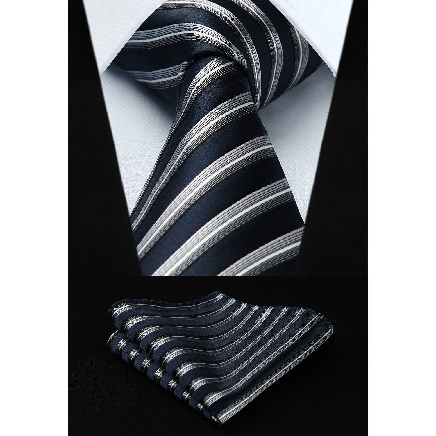 5PCS Tie & Pocket Square Set - 02-T5-S4