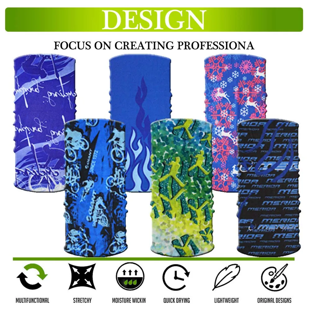 6pcs Magic Headband Face Mask Head Wrap Elastic Bandana Outdoor Headwear Sport Scarf Neck Gaiter UV Resistence for Workout (6pcs Blue Series 2)