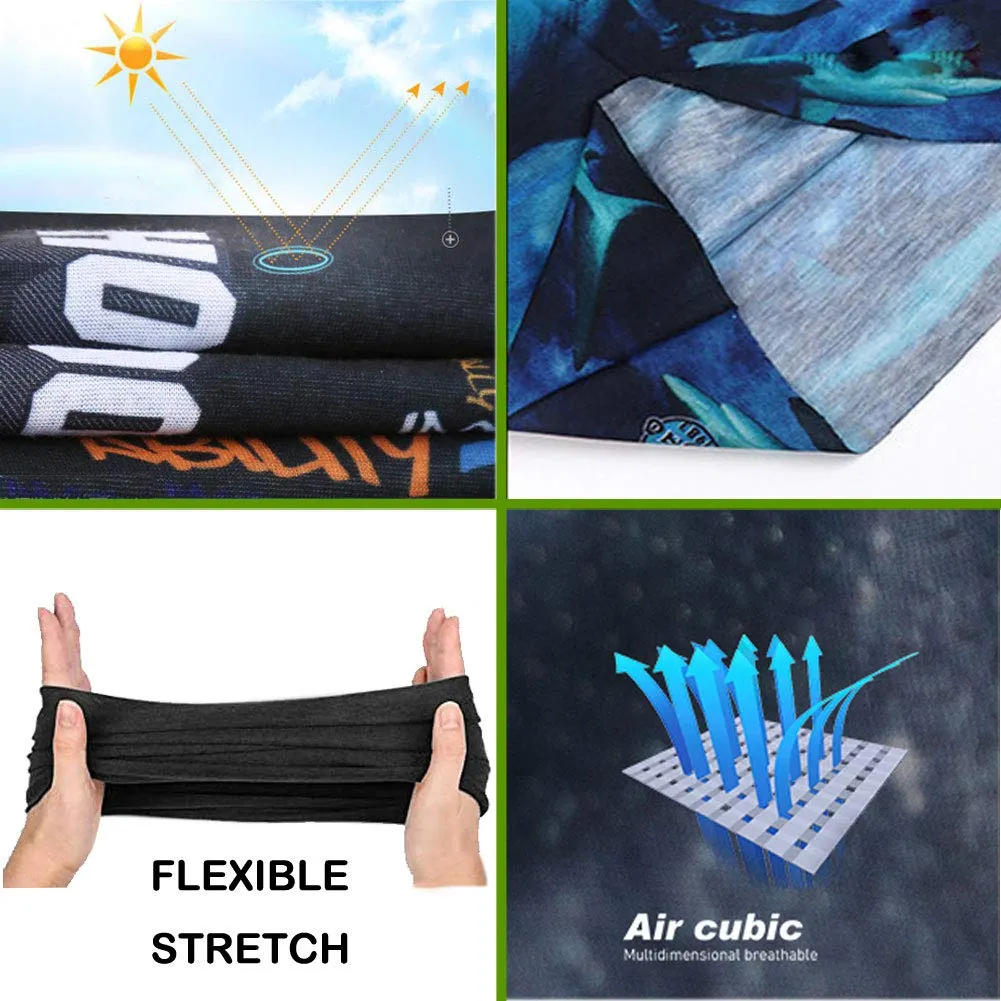6pcs Magic Headband Face Mask Head Wrap Elastic Bandana Outdoor Headwear Sport Scarf Neck Gaiter UV Resistence for Workout (6pcs Blue Series 2)