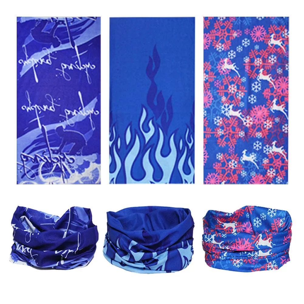 6pcs Magic Headband Face Mask Head Wrap Elastic Bandana Outdoor Headwear Sport Scarf Neck Gaiter UV Resistence for Workout (6pcs Blue Series 2)