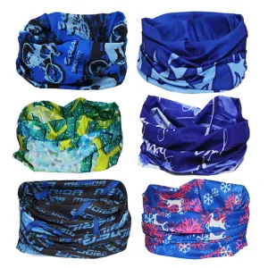 6pcs Magic Headband Face Mask Head Wrap Elastic Bandana Outdoor Headwear Sport Scarf Neck Gaiter UV Resistence for Workout (6pcs Blue Series 2)
