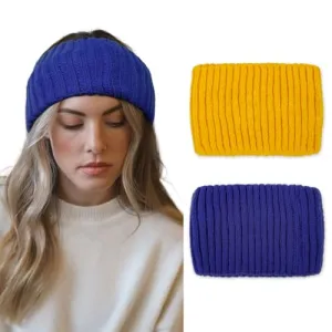 AKTVSHOW 2 Packs Knit Headbands for Women Winter Ear Warmers Cold Weather Wide Knitted Head Wraps Turban Non Slip Girls Fashion Warm Hairbands Hair Accessories