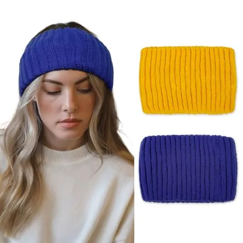 AKTVSHOW 2 Packs Knit Headbands for Women Winter Ear Warmers Cold Weather Wide Knitted Head Wraps Turban Non Slip Girls Fashion Warm Hairbands Hair Accessories