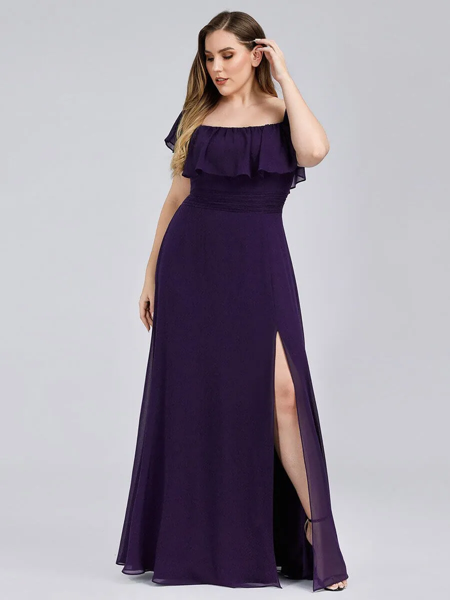 Angelina off shoulder bridesmaid dress with split