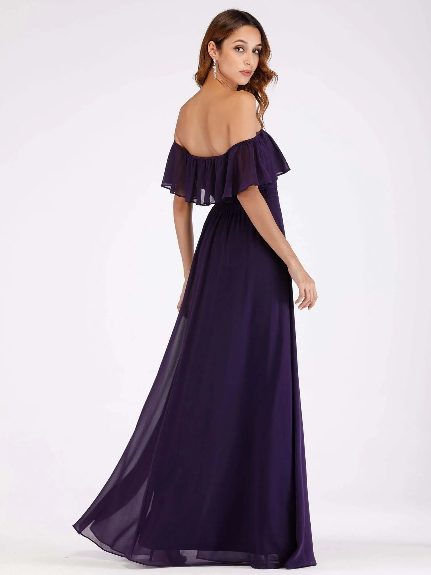 Angelina off shoulder bridesmaid dress with split