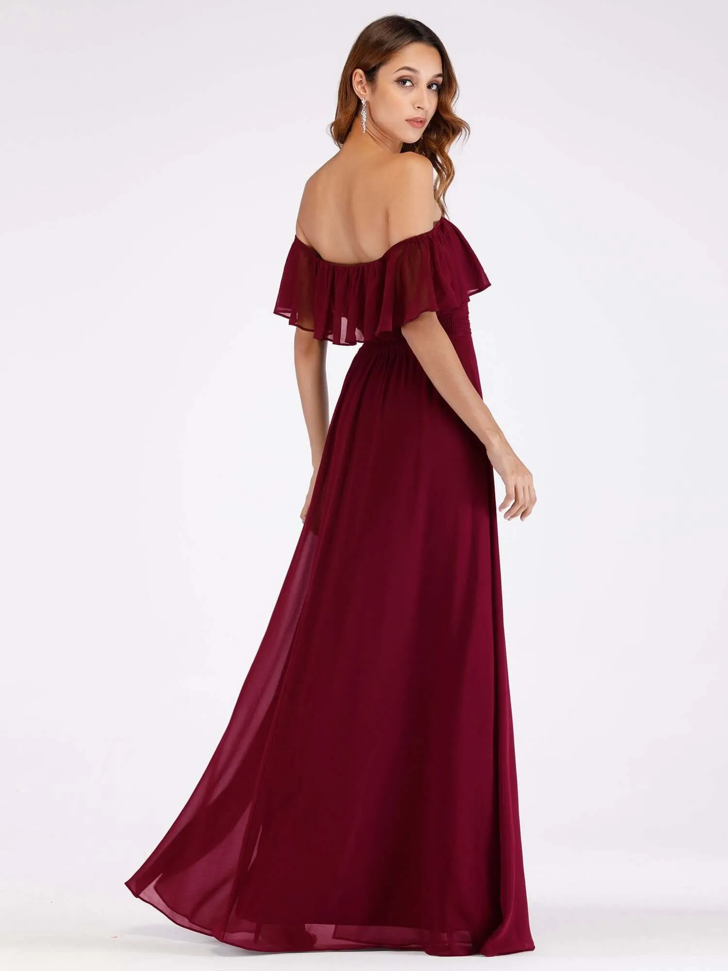 Angelina off shoulder bridesmaid dress with split