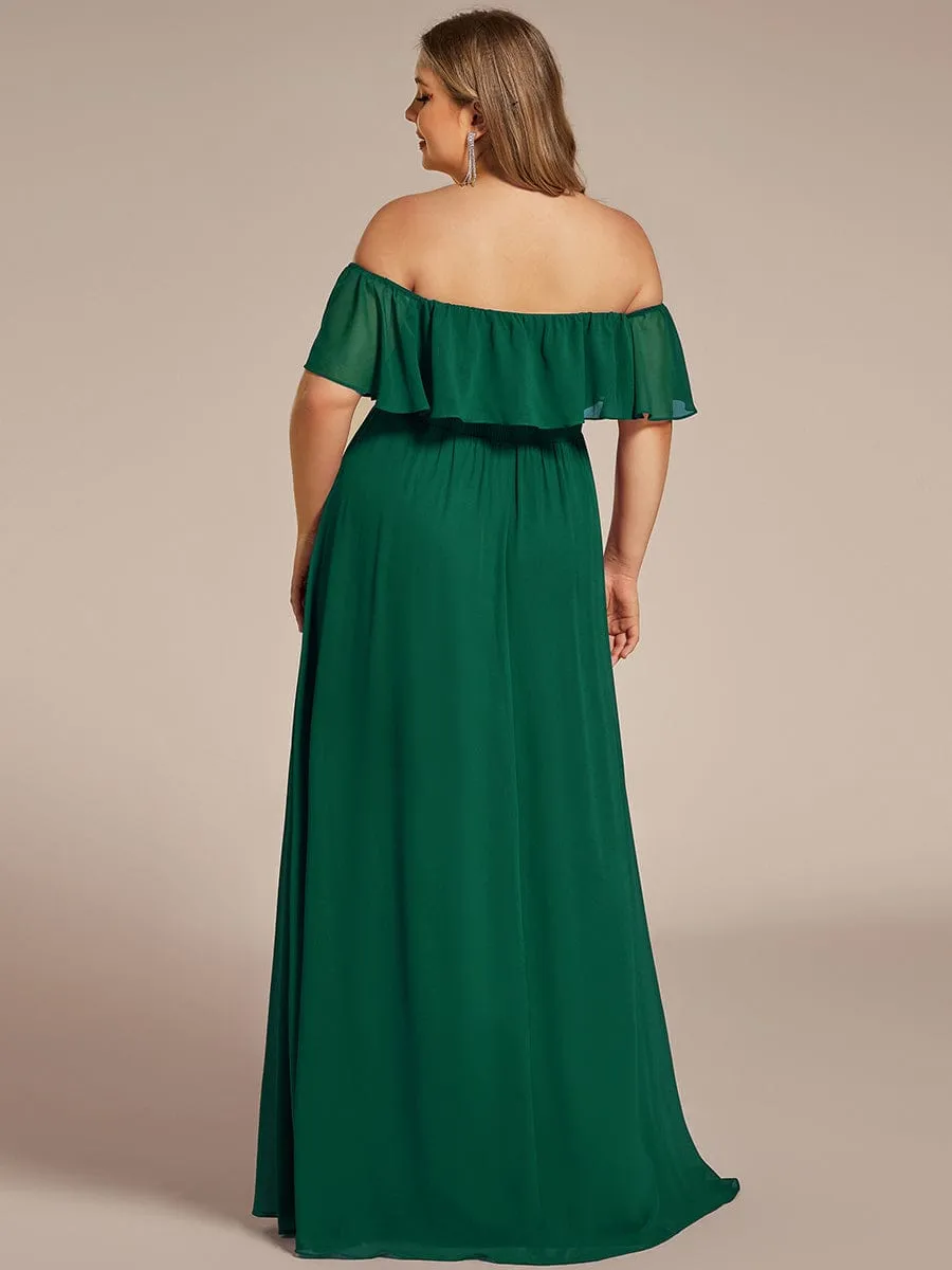 Angelina off shoulder bridesmaid dress with split