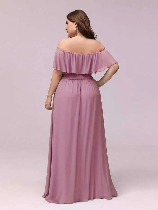 Angelina off shoulder bridesmaid dress with split