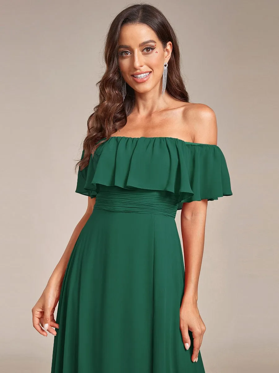 Angelina off shoulder bridesmaid dress with split